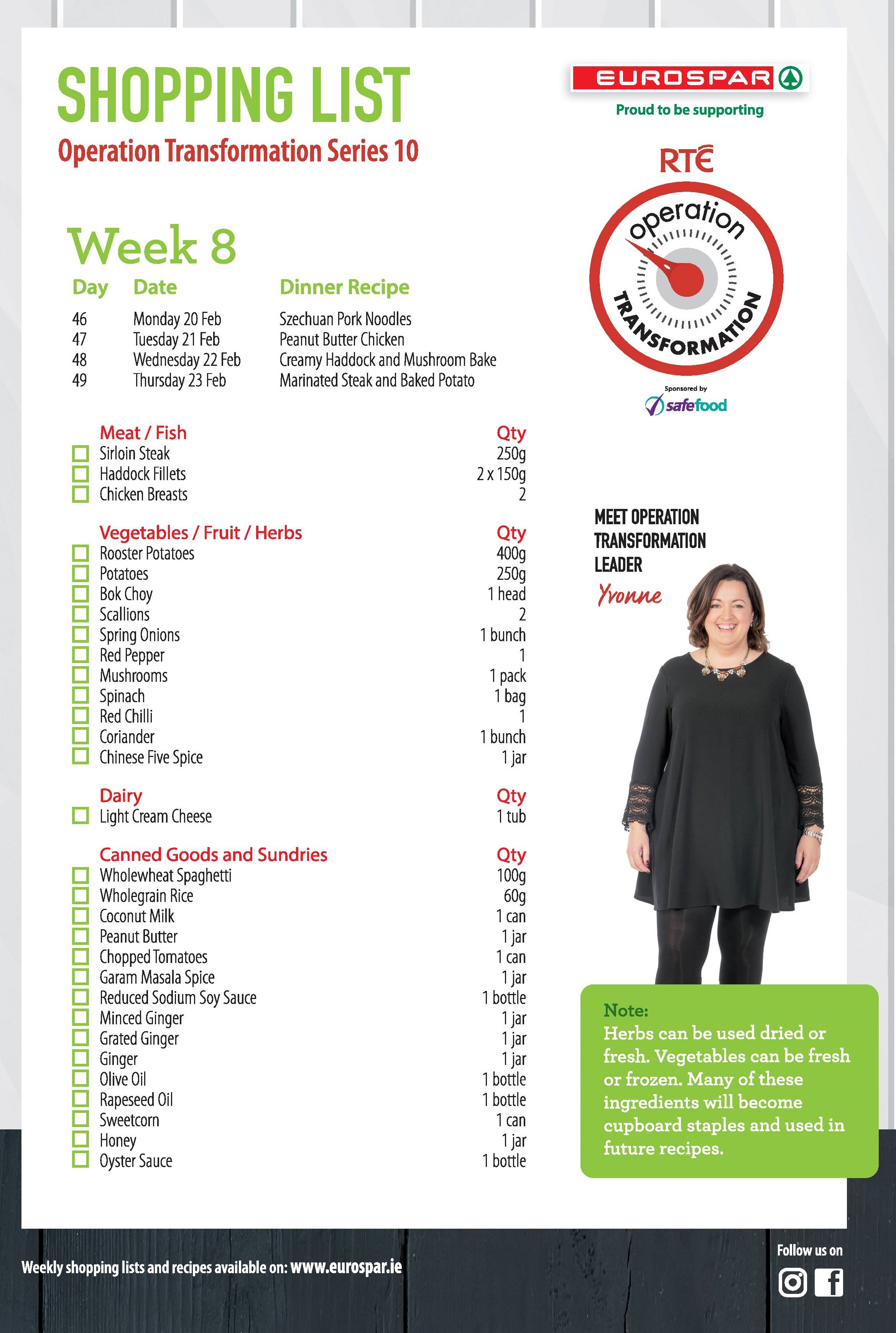 operation transformation eurospar supermarket recipes healthy